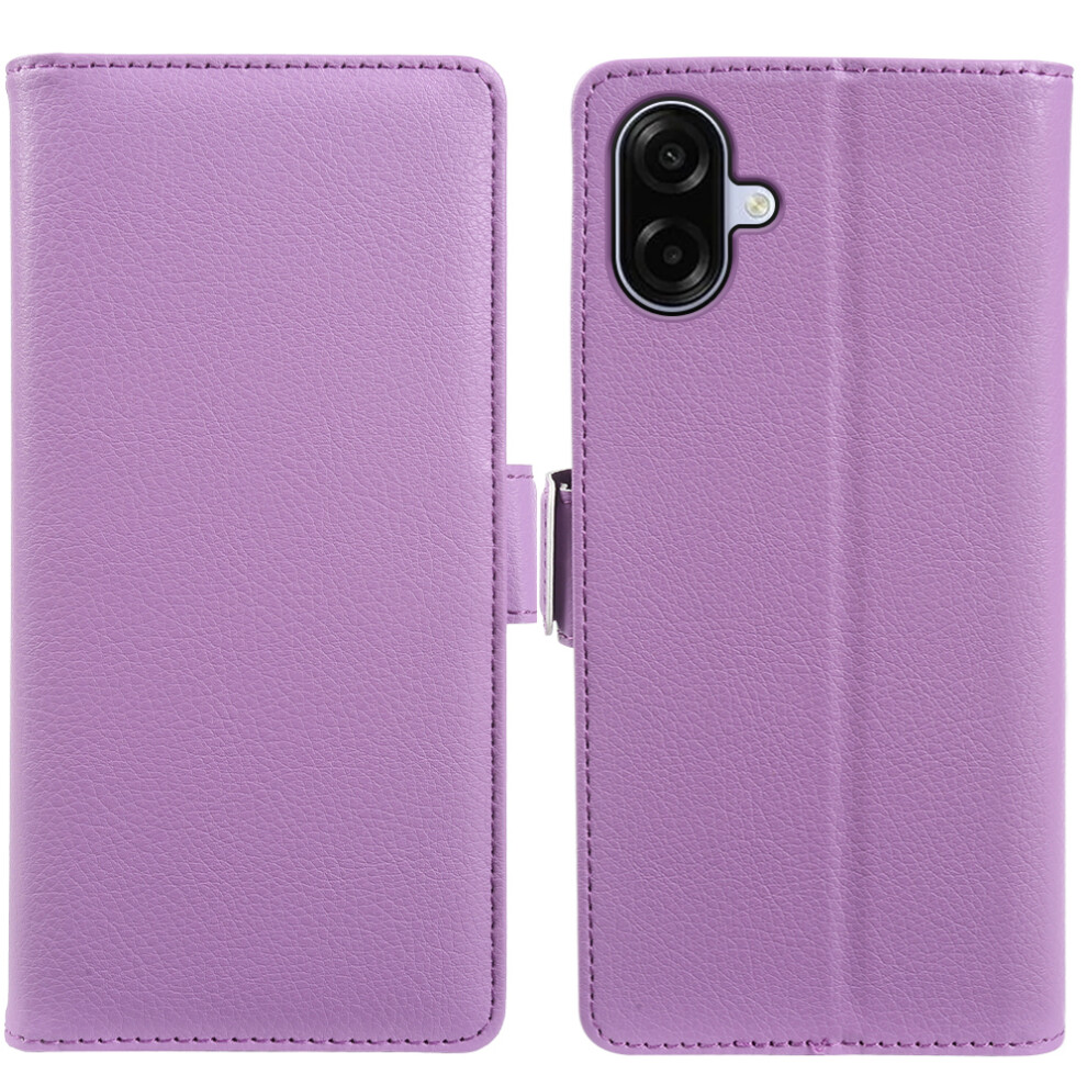 (Purple) For Samsung Galaxy A07 4G Wallet Case With Dual Magnetic Clasp Litchi Textured Leather Flip Stand Phone Cover Purple 6914295480093
