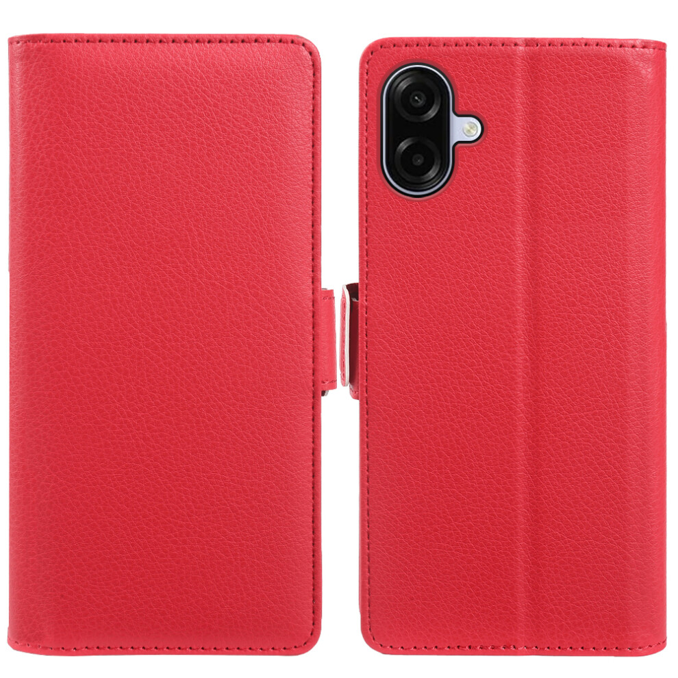 (Red) For Samsung Galaxy A07 4G Wallet Case With Dual Magnetic Clasp Litchi Textu Leather Flip Stand Phone Cover Red 6914296328172