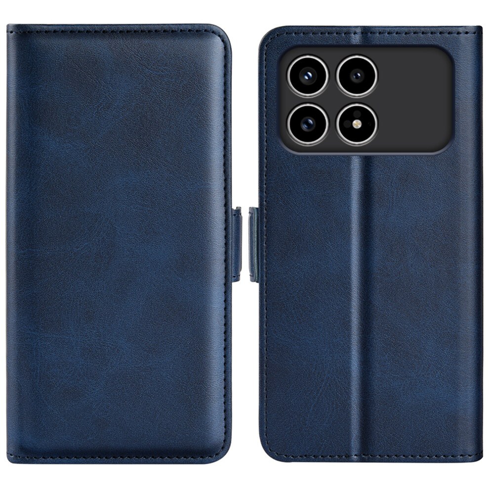 (Blue) For Xiaomi Redmi K90 5G / Poco F8 Pro Case Calf Texture Leather Wallet Phone Cover Blue 6914298968703