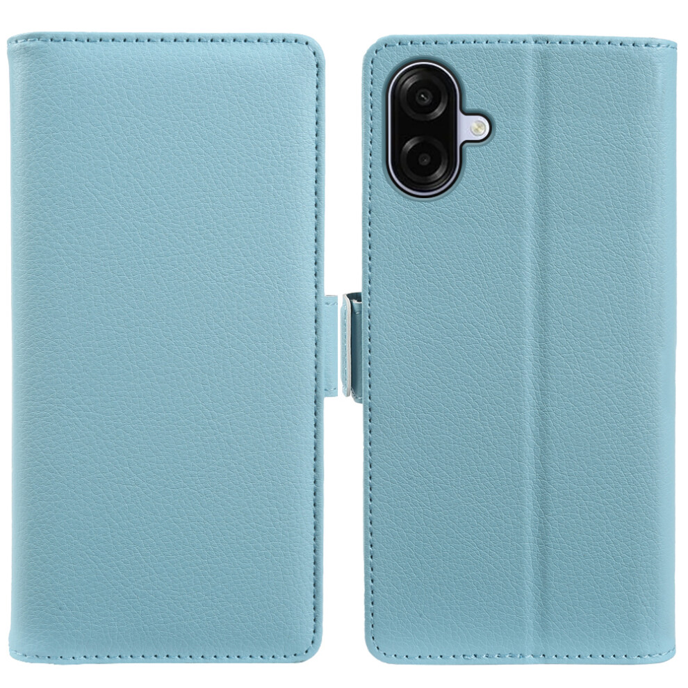 (Blue) For Samsung Galaxy A07 4G Wallet Case With Dual Magnetic Clasp Litchi Textured Leather Flip Stand Phone Cover Blue 6914298474747