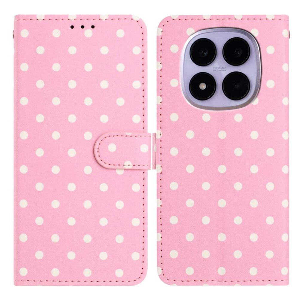 (Pink) For Xiaomi Poco M8 5G / Redmi Note 15 5G (Global) / 15 4G (Global) Leather Case Polka Dot Pattern Wallet Stand Folio Pho Pink 6914295805810