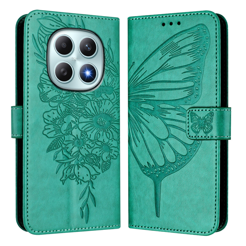 (Green) For Xiaomi Poco M8 5G / Redmi Note 15 5G (Global) / 15 4G (Global) Wallet Case With Wrist Strap Butterfly Imprint Leathe Green 6914298528310