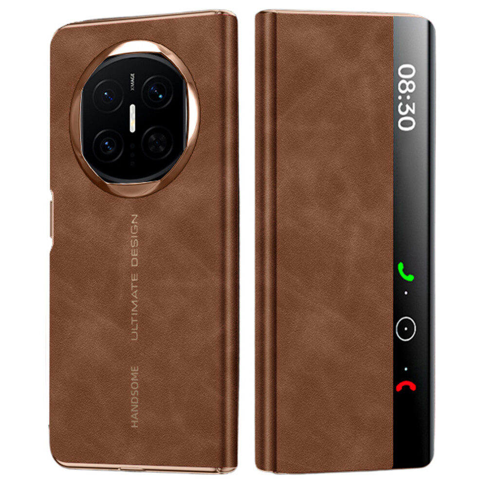 (Brown) For Huawei Mate X7 Case Leather Smart View Flip Phone Cover Full Protection Auto Sleep Wake Brown 6914298784907