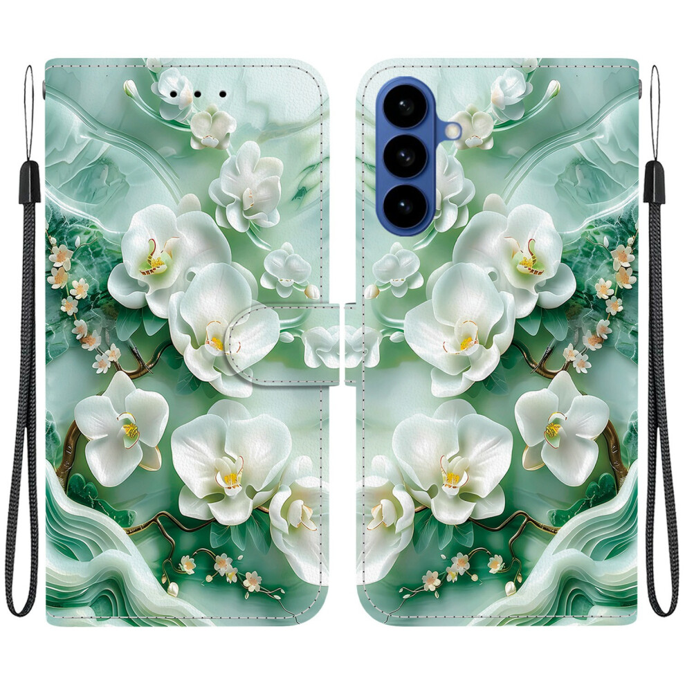 (Jade Flower) For Samsung Galaxy A57 5G Case Pattern Printing Leather Flip Wallet Phone Cover With Lanyard 6914297657196