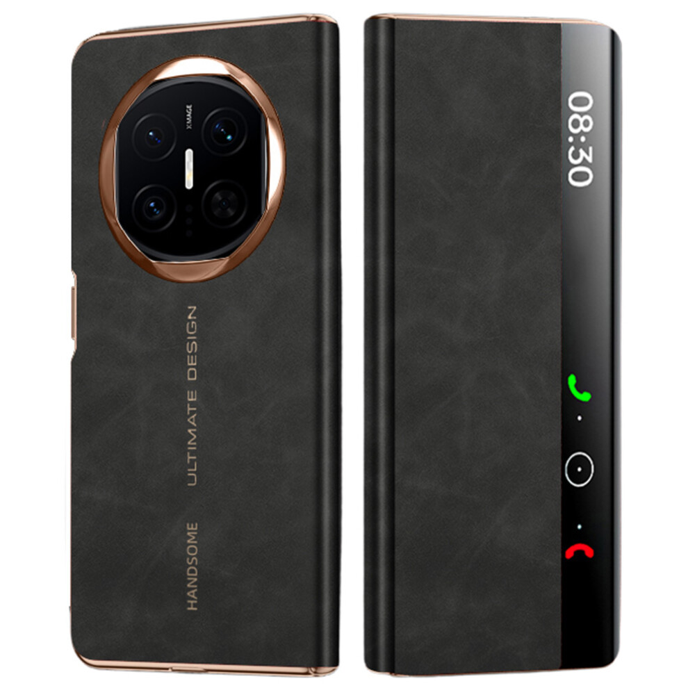 (Black) For Huawei Mate X7 Case Leather Smart View Flip Phone Cover Full Protection Auto Sleep Wake Black 6914292012273