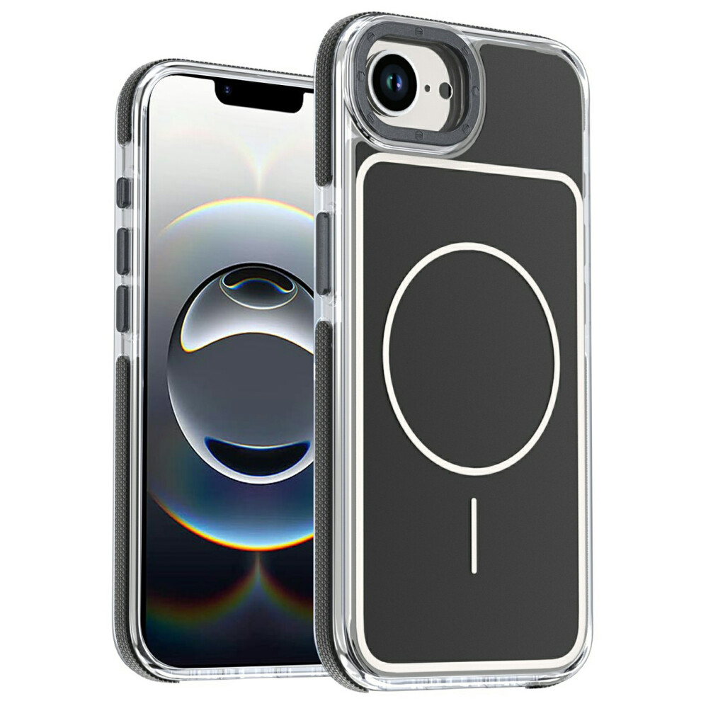 (Black) For Iphone 17E / 16E Magnetic Case Dual Color Shockproof Tpu Pc Phone Cover Compatible With Magsafe Black 6914292959639