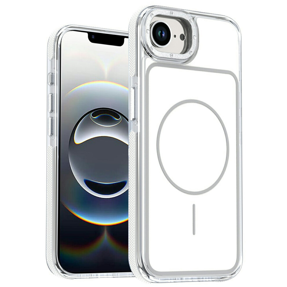 (White) For Iphone 17E / 16E Magnetic Case Dual Color Shockproof Tpu Pc Phone Cover Compatible With Magsafe White 6914295395663