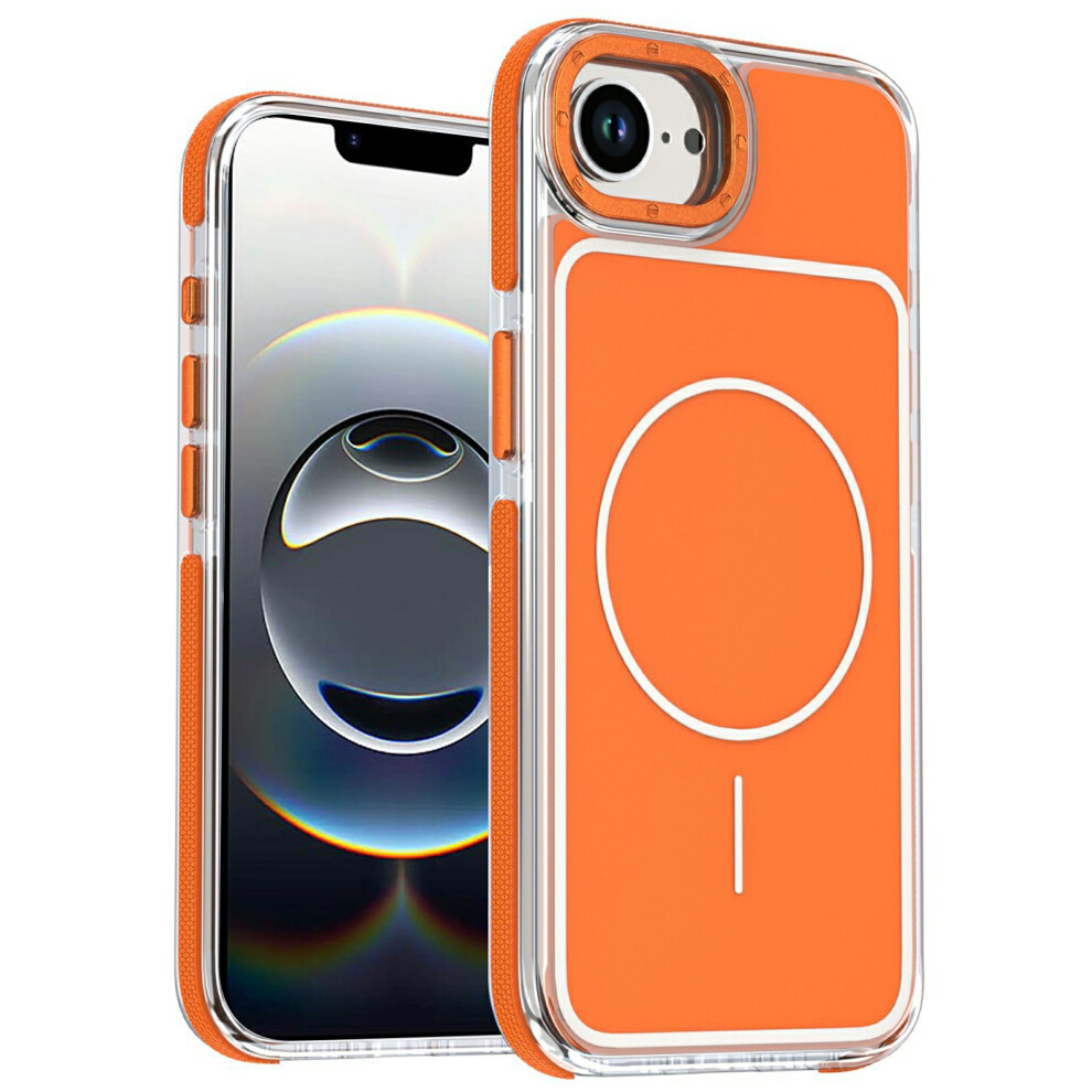 (Orange) For Iphone 17E / 16E Magnetic Case Dual Color Shockproof Tpu Pc Phone Cover Compatible With Magsafe Orange 6914293302878