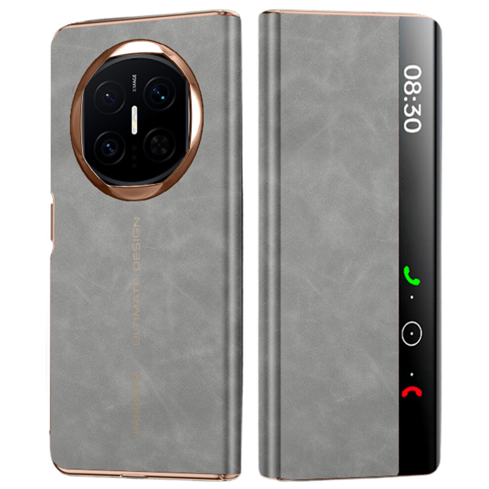 (Grey) For Huawei Mate X7 Case Leather Smart View Flip Phone Cover Full Protection Auto Sleep Wake Grey 6914292638046