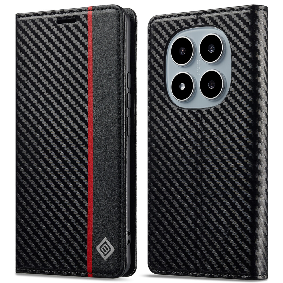 (Vertical Stripe) Lc.imeeke Wallet Case For Xiaomi Poco M8 5G / Redmi Note 15 5G (Global) / 15 4G (Global) Carbon Fiber Texture Leather Ph 6914296025057