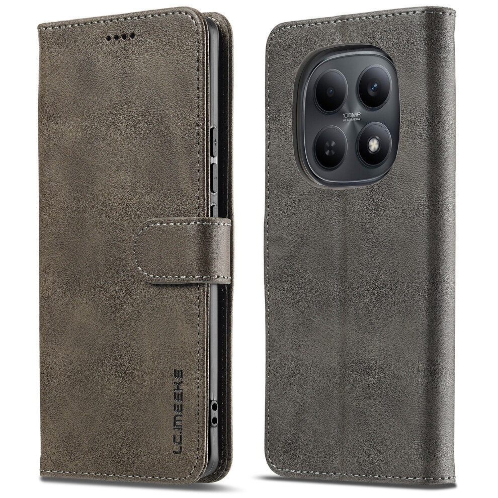 (Grey) Lc.imeeke Wallet Case For Xiaomi Poco M8 5G / Redmi Note 15 5G (Global) / 15 4G (Global) Calf Texture Leather Phone Cove Grey 6914296720365