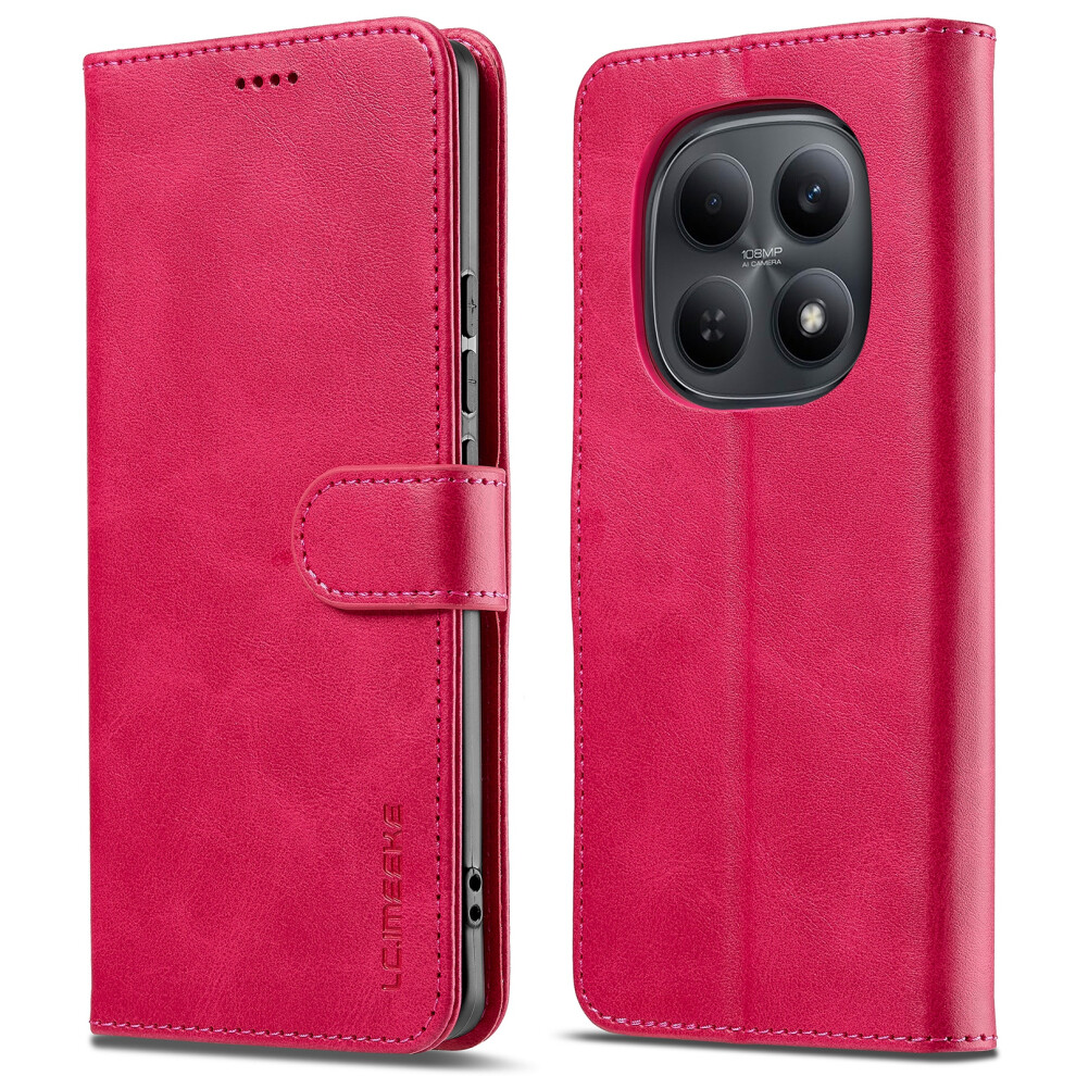 (Rose) Lc.imeeke Wallet Case For Xiaomi Poco M8 5G / Redmi Note 15 5G (Global) / 15 4G (Global) Calf Texture Leather Phone Cove 6914293198280