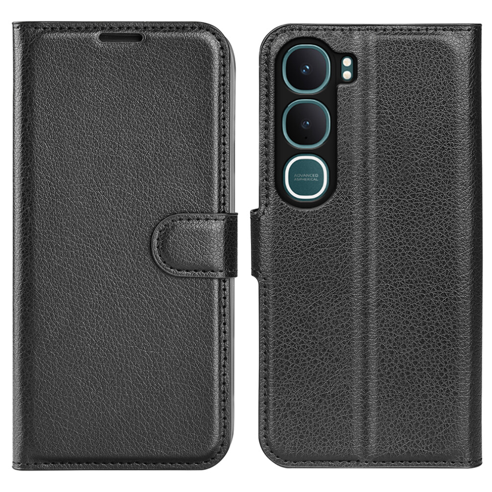 (Black) For Vivo Y31 5G Case Wallet Stand Litchi Texture Shockproof Leather Phone Cover Black 6914298869963