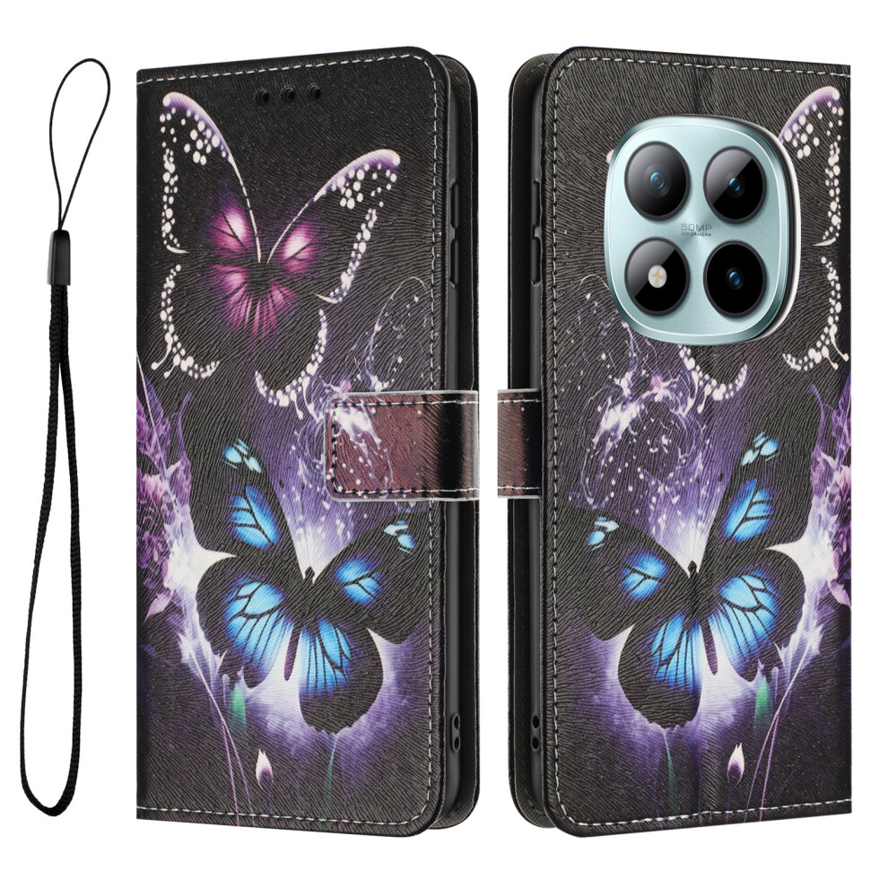 (Two Butterflies) For Xiaomi Redmi Note 15 Pro 5G (Global) Wallet Case Pattern Printing Pu Leather Phone Cover With Lanyard 6914295350648