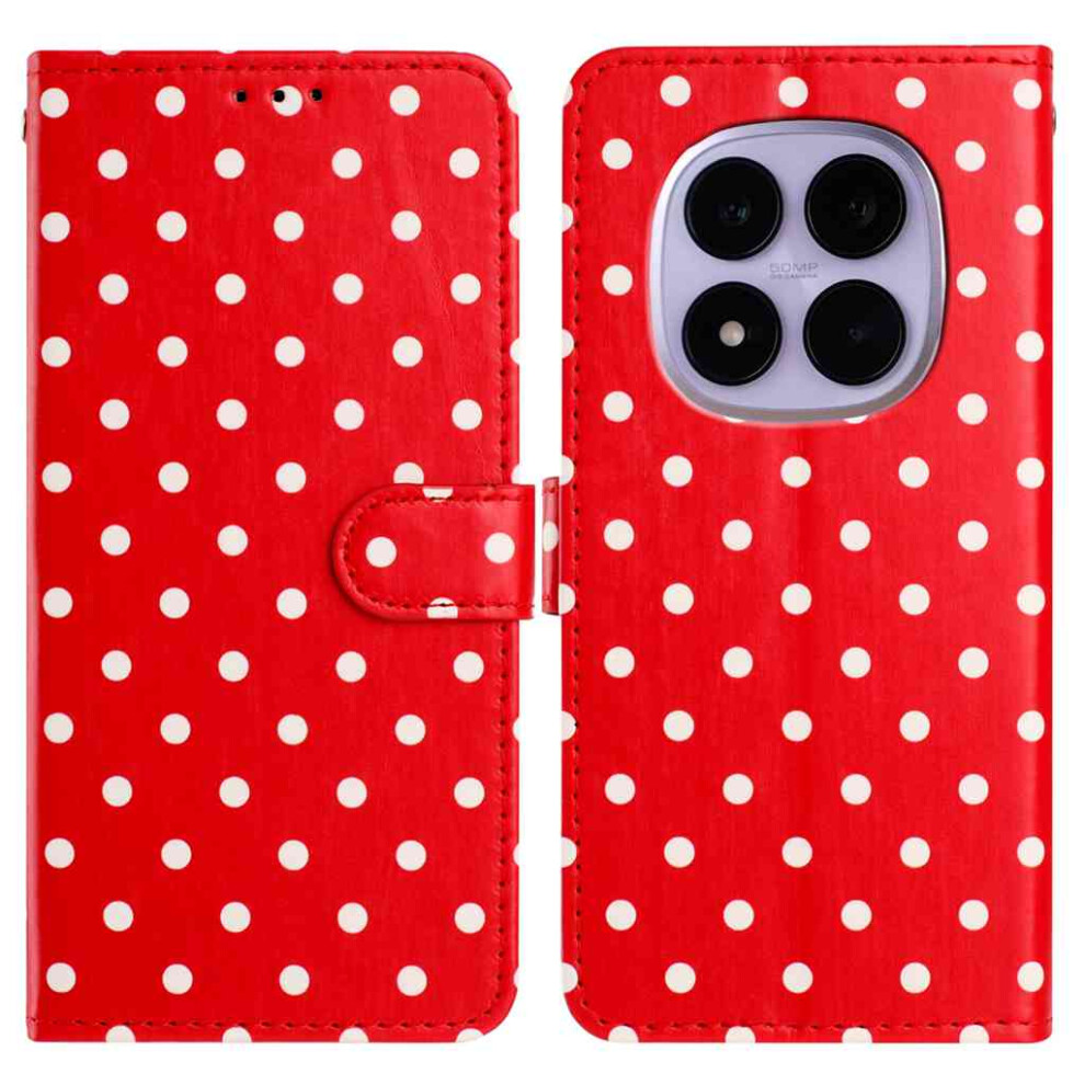 (Red) For Xiaomi Poco M8 5G / Mi Note 15 5G (Global) / 15 4G (Global) Leather Case Polka Dot Pattern Wallet Stand Folio Pho Red 6914296780826