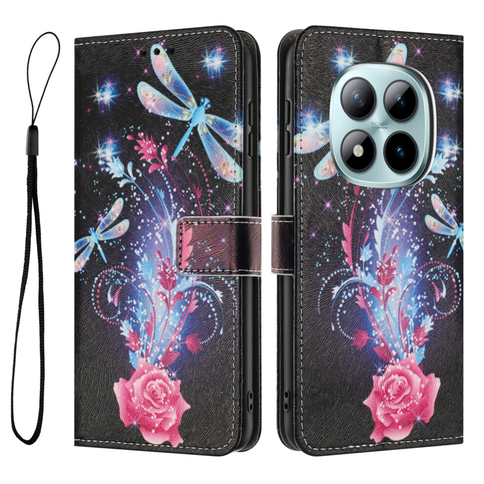 (Dragonfly) For Xiaomi Redmi Note 15 Pro 5G (Global) Wallet Case Pattern Printing Pu Leather Phone Cover With Lanyard 6914295575867