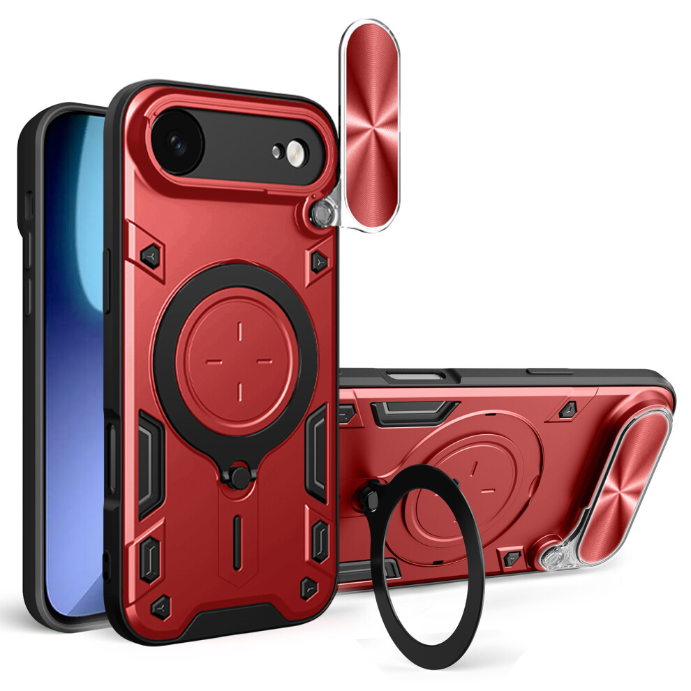 (Red) For Iphone Air Case Tpu + Pc Phone Cover With Kickstand Slide Lens Window Red 6914298054550