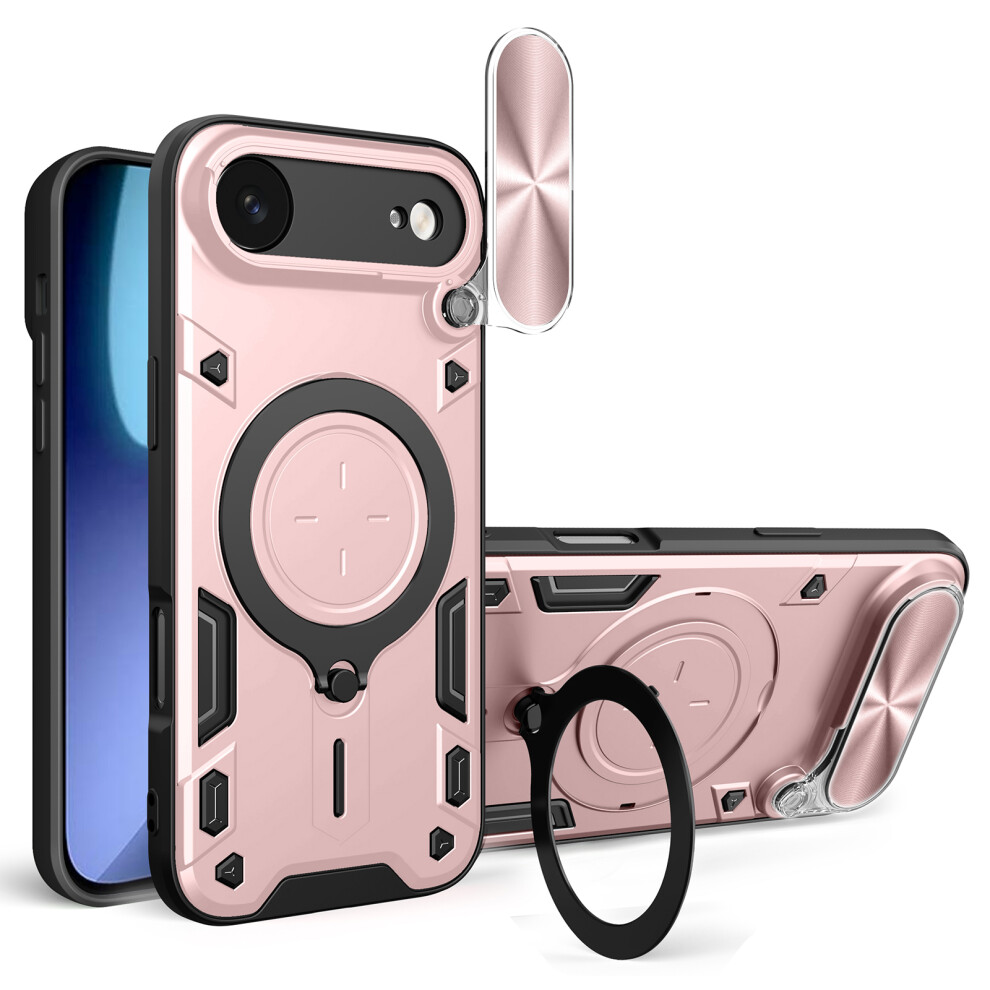 (Pink) For Iphone Air Case Tpu + Pc Phone Cover With Kickstand Slide Lens Window Pink 6914294135512
