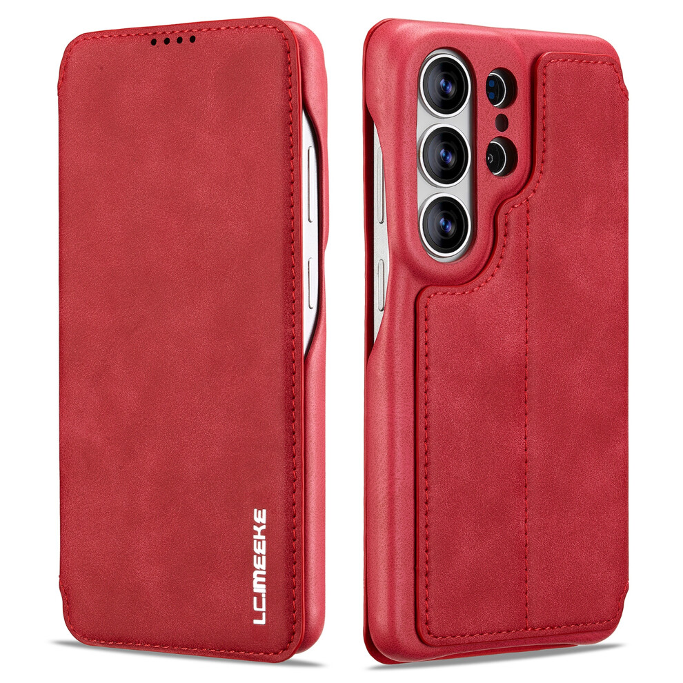 (Red) Lc.imeeke For Samsung Galaxy S26 Ultra Case Card Holder Stand Leather Phone Cover Red 6914293565020