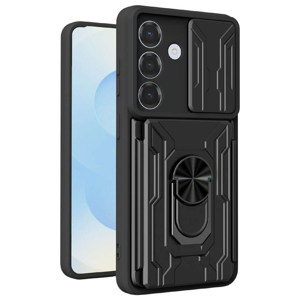 (Black) For Samsung Galaxy A37 5G Case Pc + Tpu Kickstand Phone Back Cover With Camera Slider Black 6914299195566