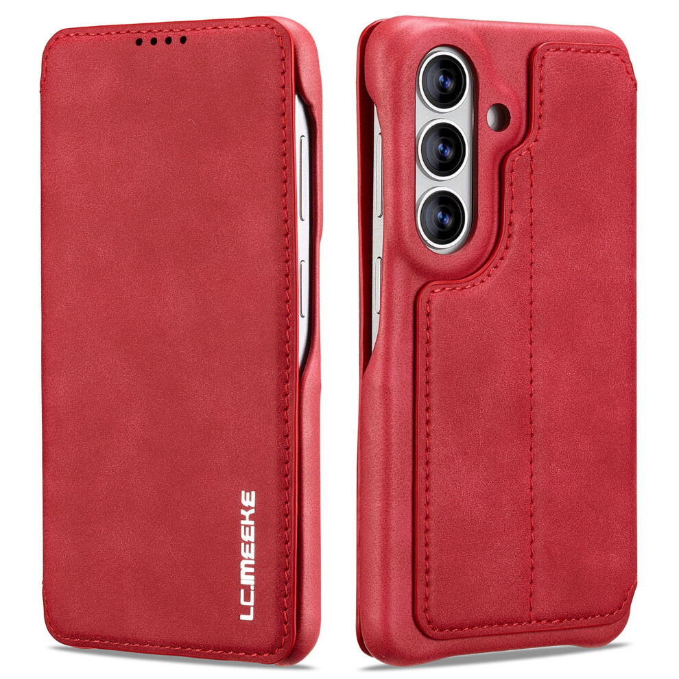 (Red) Lc.imeeke For Samsung Galaxy S26+ Case Card Holder Stand Leather Phone Cover Red 6914294382930