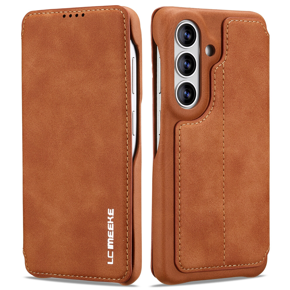 (Brown) Lc.imeeke For Samsung Galaxy S26+ Case Card Holder Stand Leather Phone Cover Brown 6914299607281