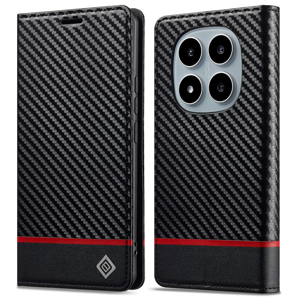 (Horizontal Stripe) Lc.imeeke For Xiaomi Poco M8 Pro 5G / Redmi Note 15 Pro+ 5G (Global) Wallet Case Carbon Fiber Texture Leather Phone Cove 6914295153003
