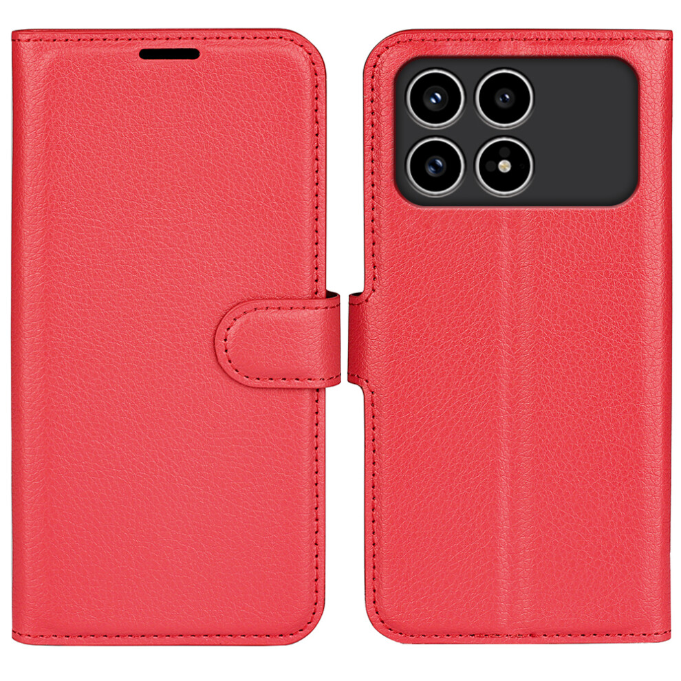 (Red) Phone Case For Xiaomi Mi K90 5G / Poco F8 Pro Wallet Stand Litchi Texture Shockproof Leather Phone Cover Red 6914297341385