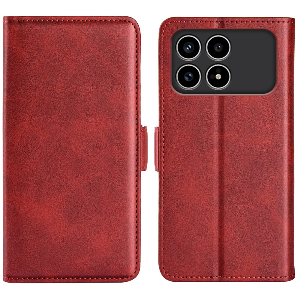 (Red) For Xiaomi Mi K90 5G / Poco F8 Pro Case Calf Texture Leather Wallet Phone Cover Red 6914296269406