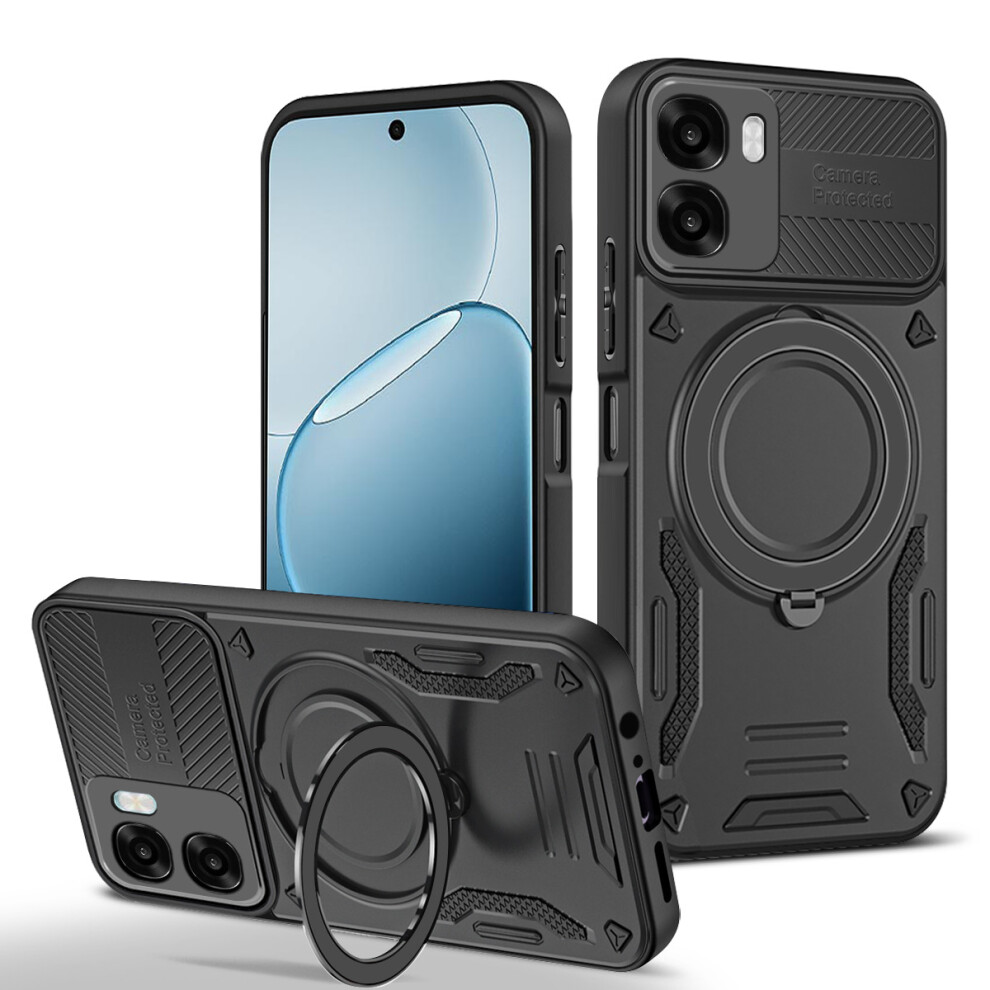 (Black) Magnetic Case For Oppo A6x 5G / A6x 4G Shockproof Tpu + Pc Phone Back Cover With Kickstand Black 6914292831386