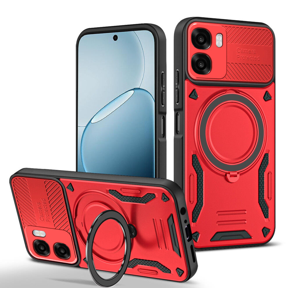 (Red) Magnetic Case For Oppo A6x 5G / A6x 4G Shockproof Tpu + Pc Phone Back Cover With Kickstand Red 6914293724540