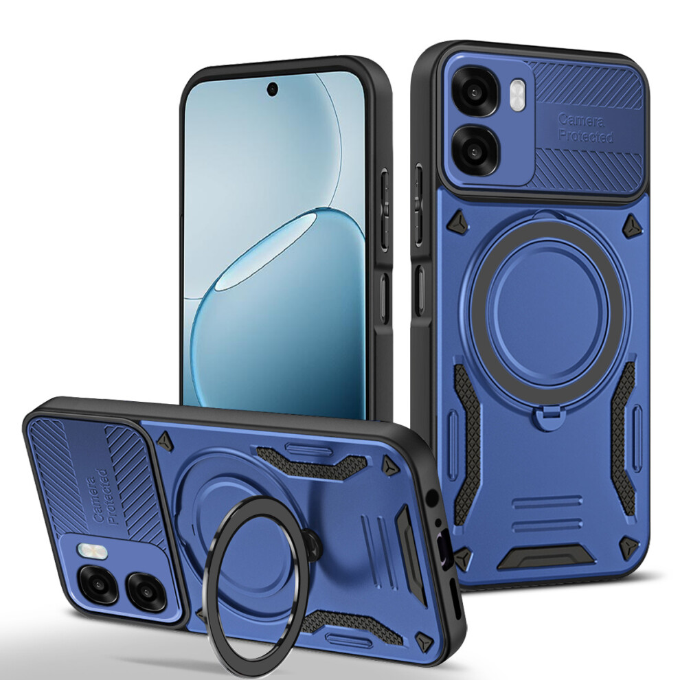 (Dark ) Magnetic Case For Oppo A6x 5G / A6x 4G Shockproof Tpu + Pc Phone Back Cover With Kickstand Blue 6914299613886