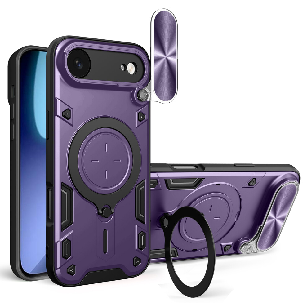 (Purple) For Iphone Air Case Tpu + Pc Phone Cover With Kickstand Slide Lens Window Purple 6914290006403