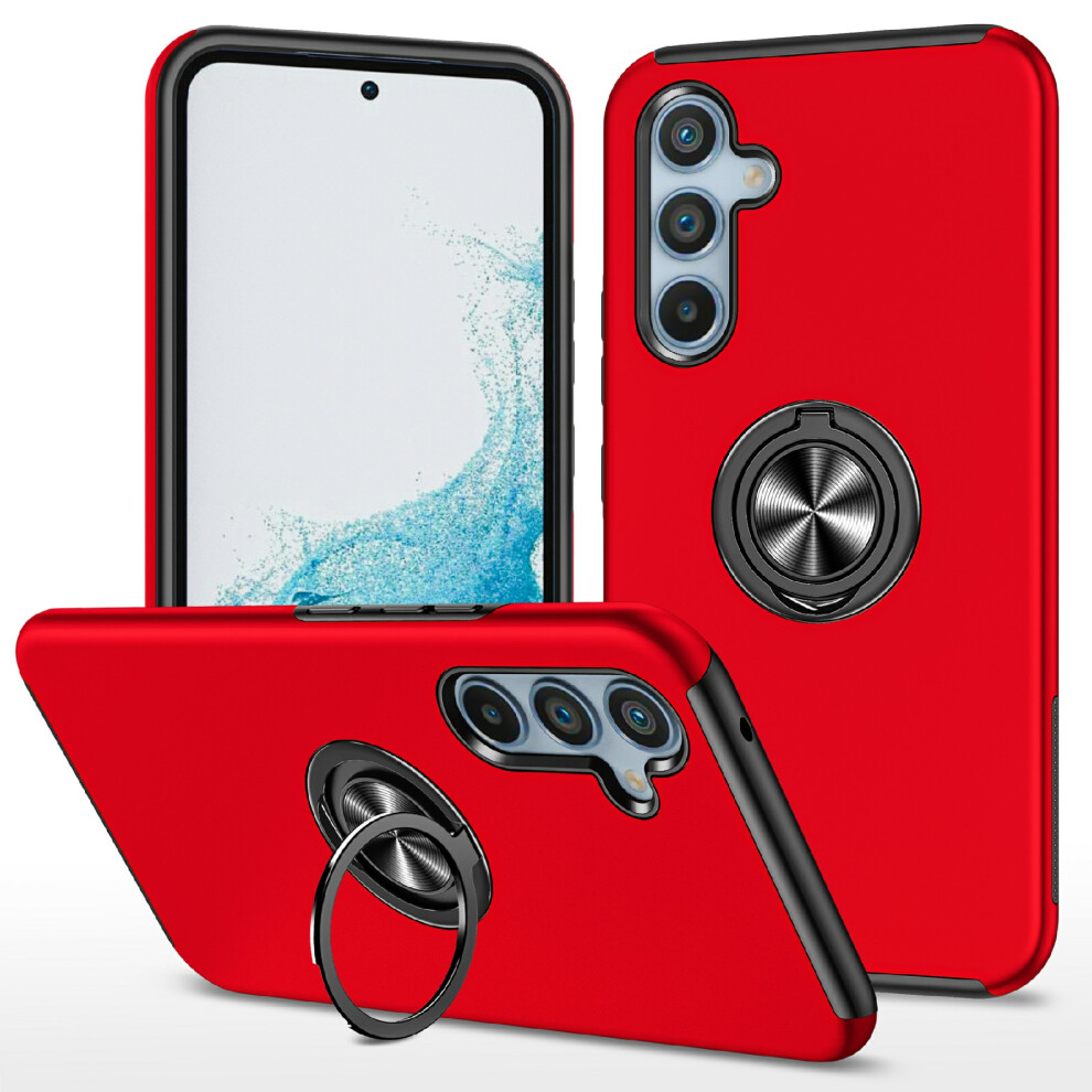 (Red) For Samsung Galaxy A17 4G / A17 5G Case Pc + Tpu Phone Cover With Rotatable Ring Holder Red 6914297560502