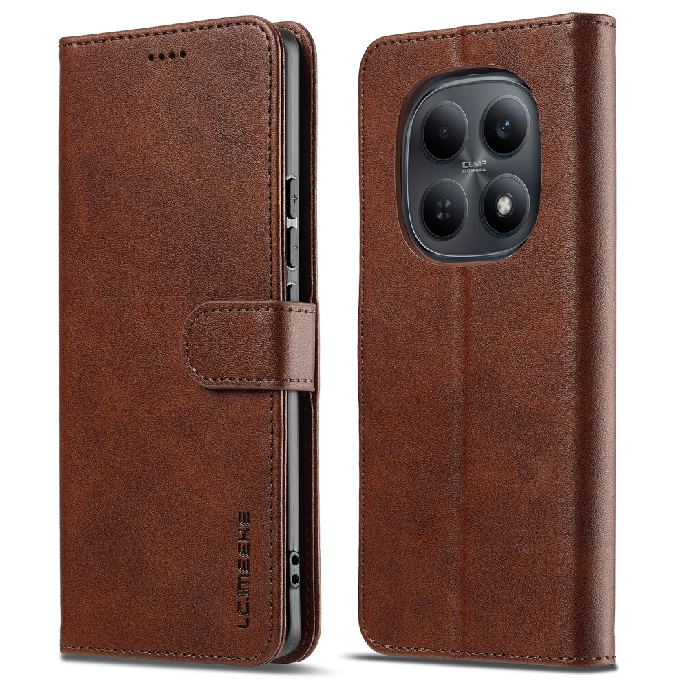 (Brown) Lc.imeeke For Xiaomi Redmi Note 15 Pro 4G (Global) Case Wallet Calf Texture Leather Phone Cover Brown 6914290418329