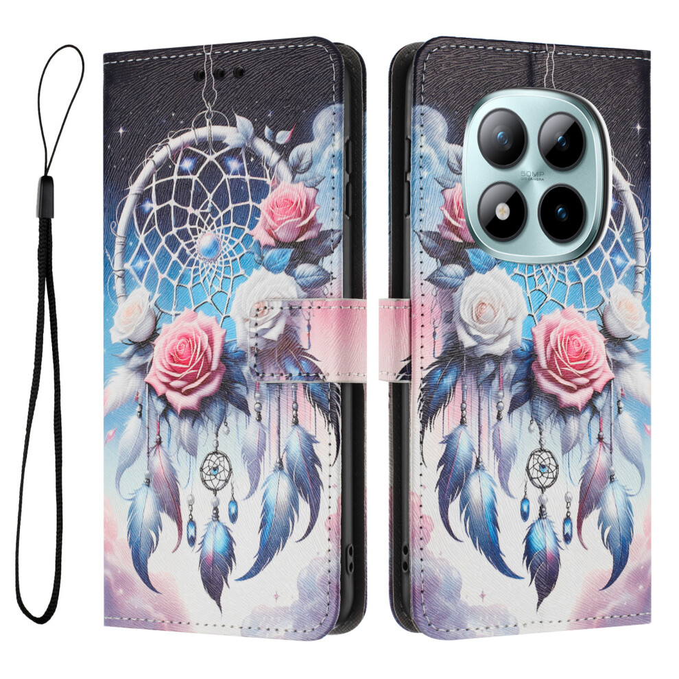 (Flower Wind Chime) For Xiaomi Redmi Note 15 Pro 5G (Global) Wallet Case Pattern Printing Pu Leather Phone Cover With Lanyard 6914294342149