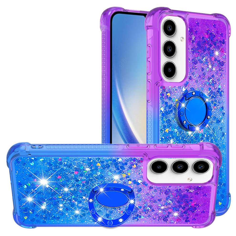 (Purple+Sky ) For Samsung Galaxy A57 5G Tpu Case With Kickstand Gradiant Quicksand Shockproof Cover Blue 6914293104410