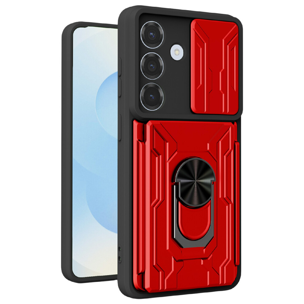 (Red) For Samsung Galaxy A37 5G Case Pc + Tpu Kickstand Phone Back Cover With Camera Slider Red 6914293059277