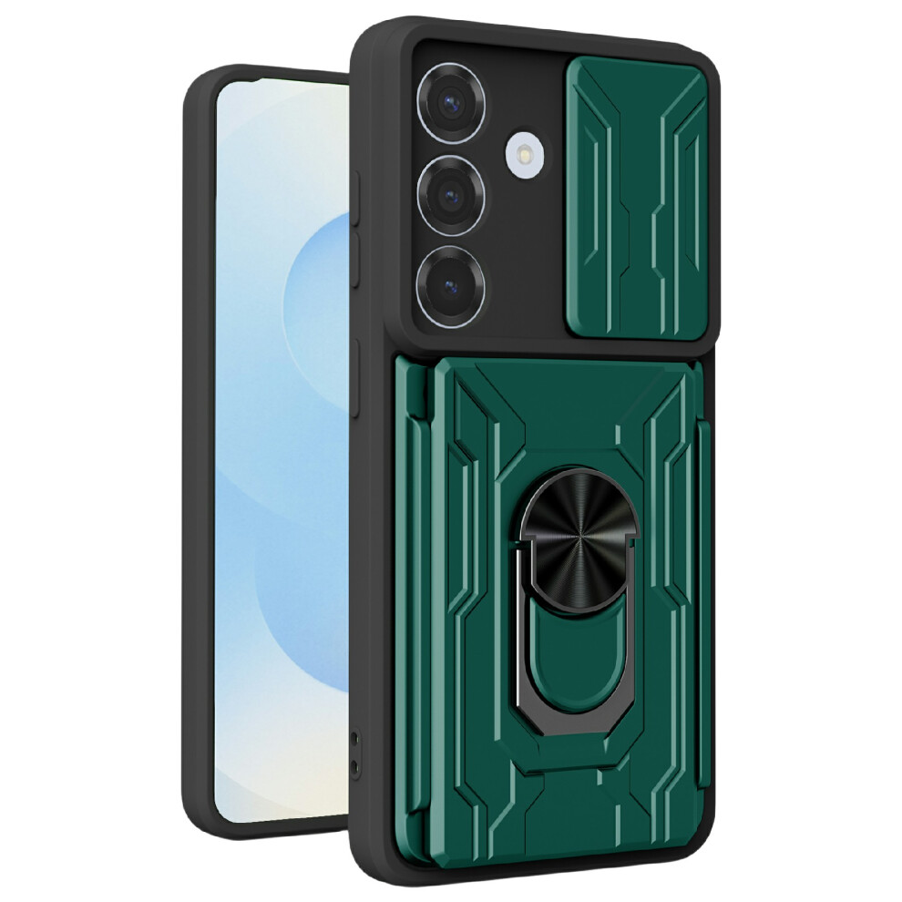 (Blackish ) For Samsung Galaxy A37 5G Case Pc + Tpu Kickstand Phone Back Cover With Camera Slider Green 6914296243635