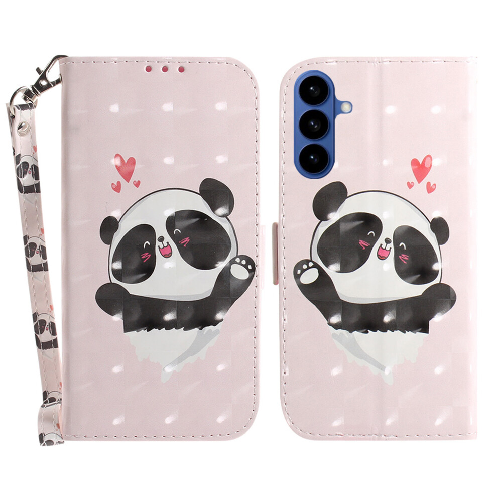 (Love Heart Panda) For Samsung Galaxy S26+ Case Pattern Printing Leather Wallet Phone Cover With Wrist Strap 6914296786705