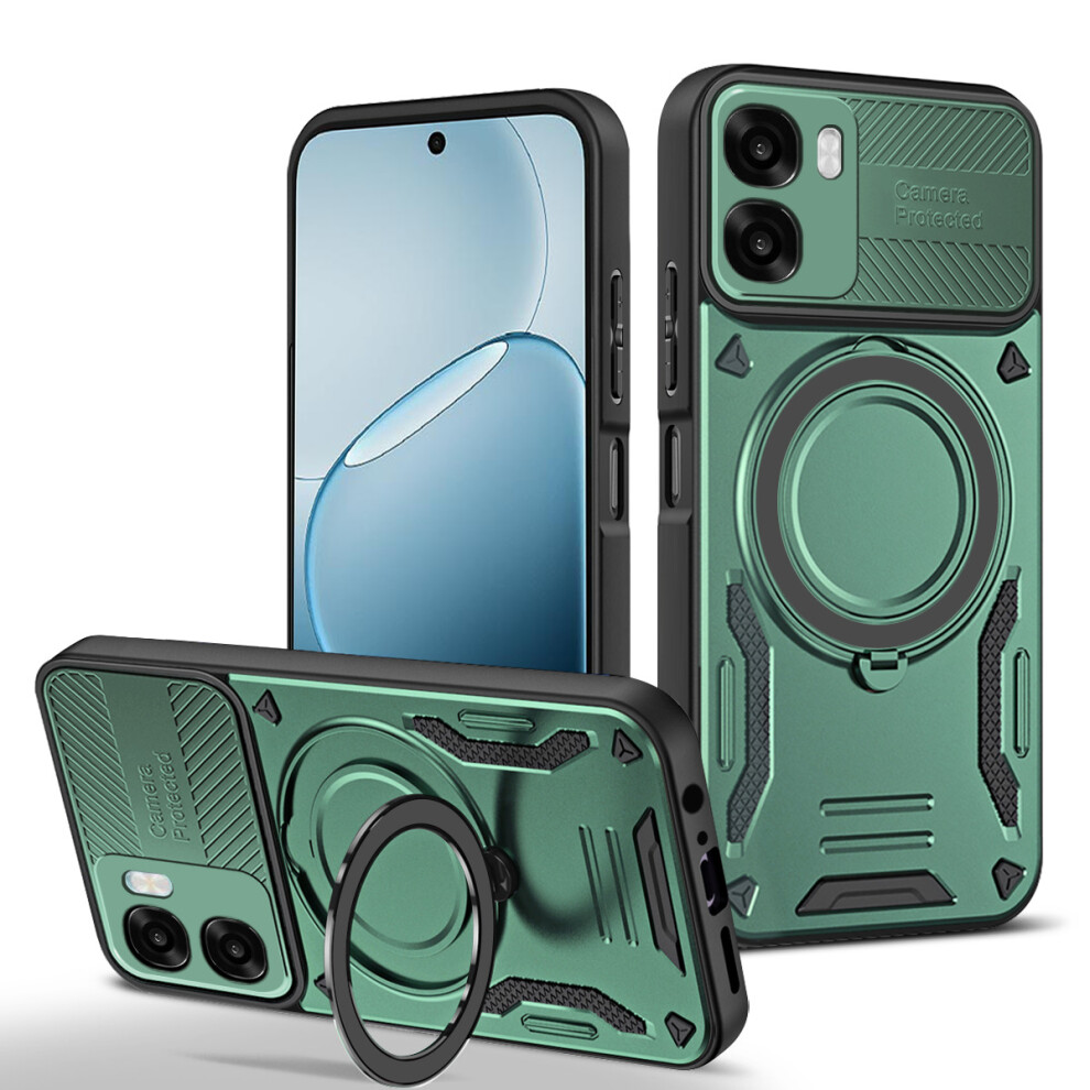 (Blackish ) Magnetic Case For Oppo A6x 5G / A6x 4G Shockproof Tpu + Pc Phone Back Cover With Kickstand Green 6914295314787