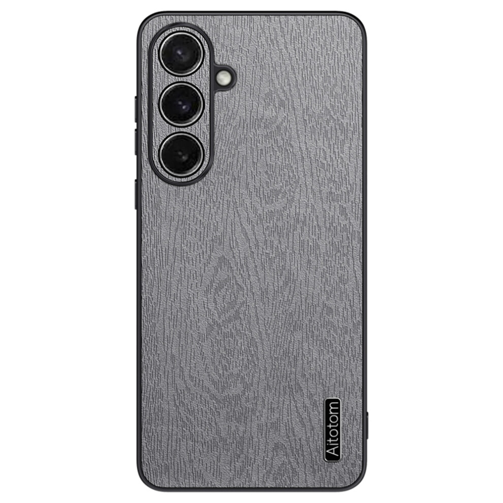 (Grey) For Samsung Galaxy S26 Case Wood Texture Pu Leather Coated Pc Tpu Phone Cover Grey 6914291928490