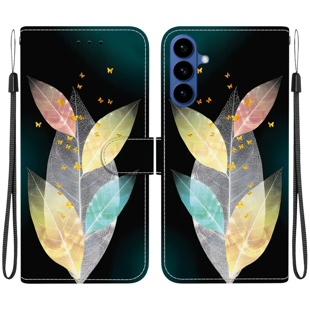 (Colored Leaves) For Samsung Galaxy A37 5G Case Pattern Printing Leather Flip Wallet Phone Cover With Lanyard 6914293971302