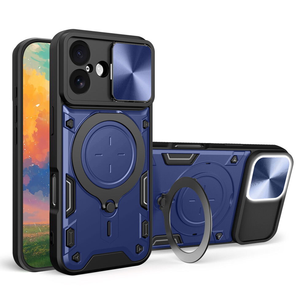 (Blue) For Iphone 17 Case Tpu + Pc Phone Cover With Kickstand Slide Lens Window Blue 6914295338554