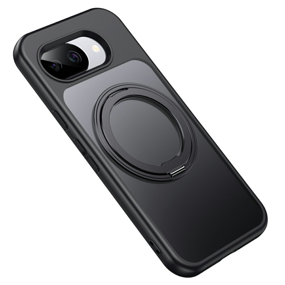 (Black) For Google Pixel 10A Magnetic Case Tpu + Acrylic + Metal Kickstand Matte Phone Cover Black 6914295368025