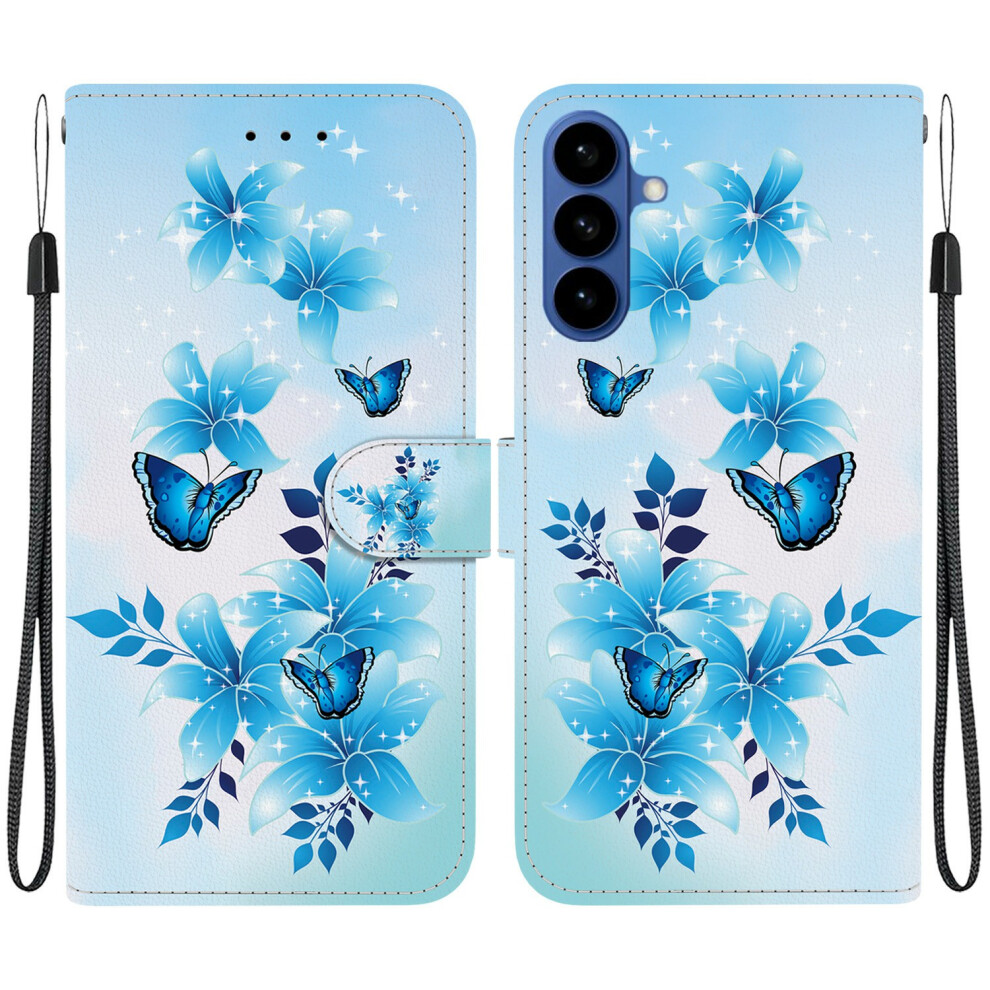 ( Butterfly) For Samsung Galaxy A37 5G Case Pattern Printing Leather Flip Wallet Phone Cover With Lanyard Blue 6914294224322