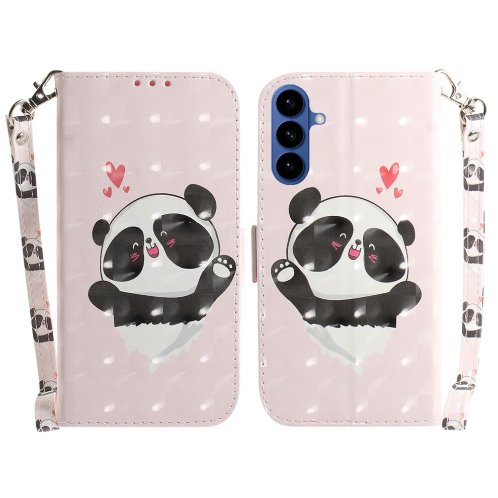 (Love Heart Panda) For Samsung Galaxy A37 5G Case Pattern Printing Leather Wallet Phone Cover With Wrist Strap 6914293607683