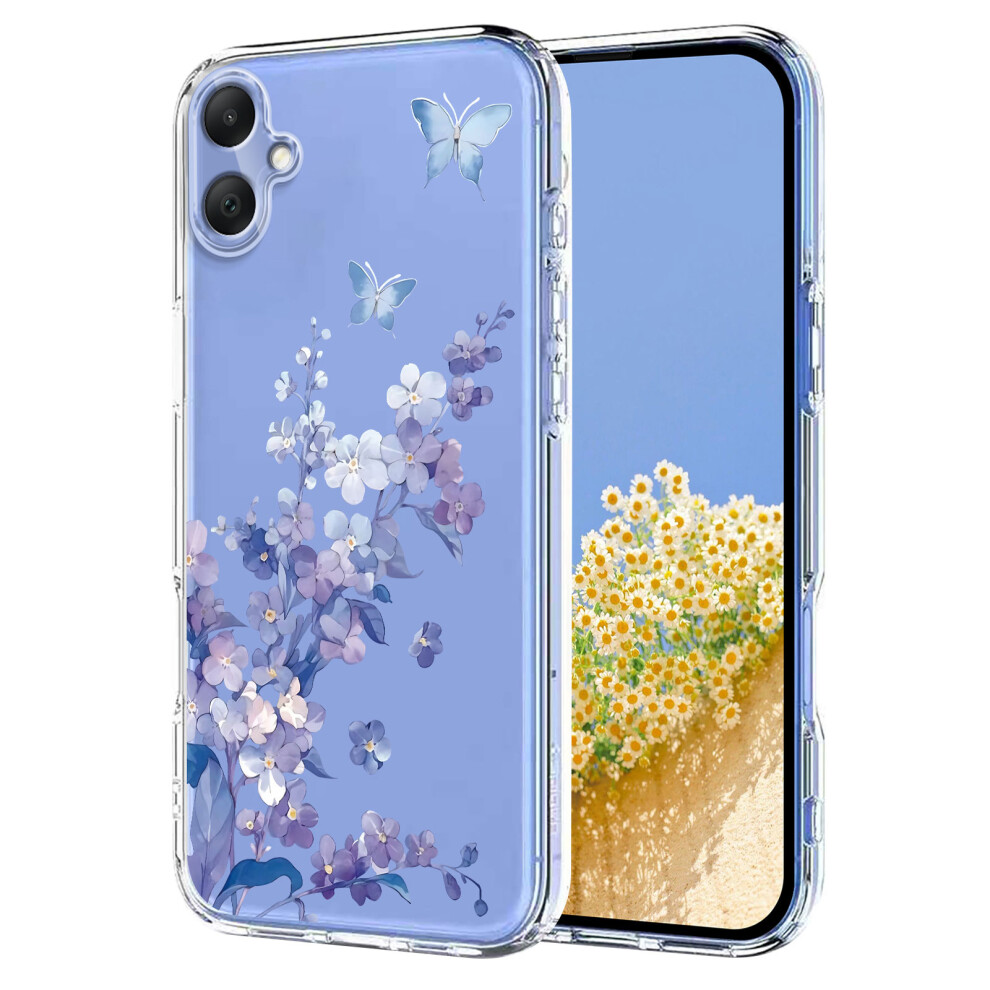 (Violets) For Samsung Galaxy A06 4G / Galaxy A06 5G Case Butterfly Floral Pattern Printing Tpu Phone Back Cover 6914294022324