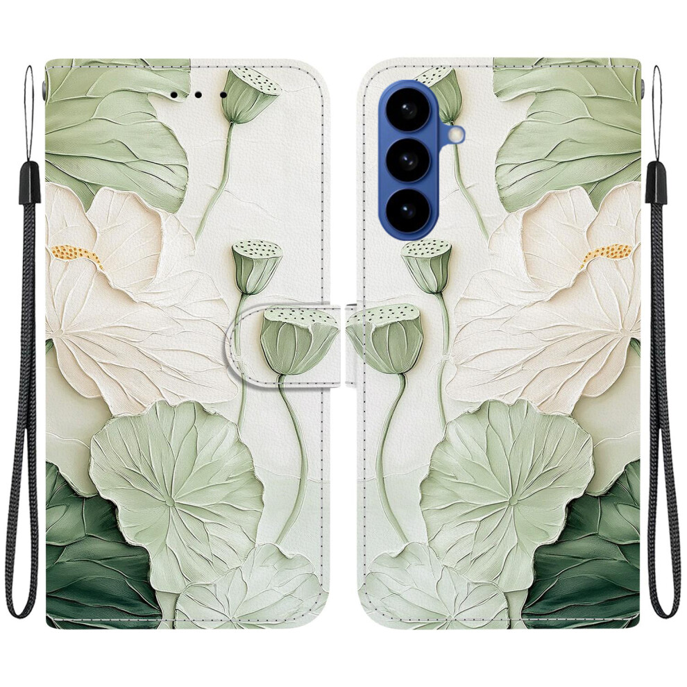(Lotus) For Samsung Galaxy S26+ Wallet Case Pattern Printing Leather Stand Phone Cover With Strap 6914296443189
