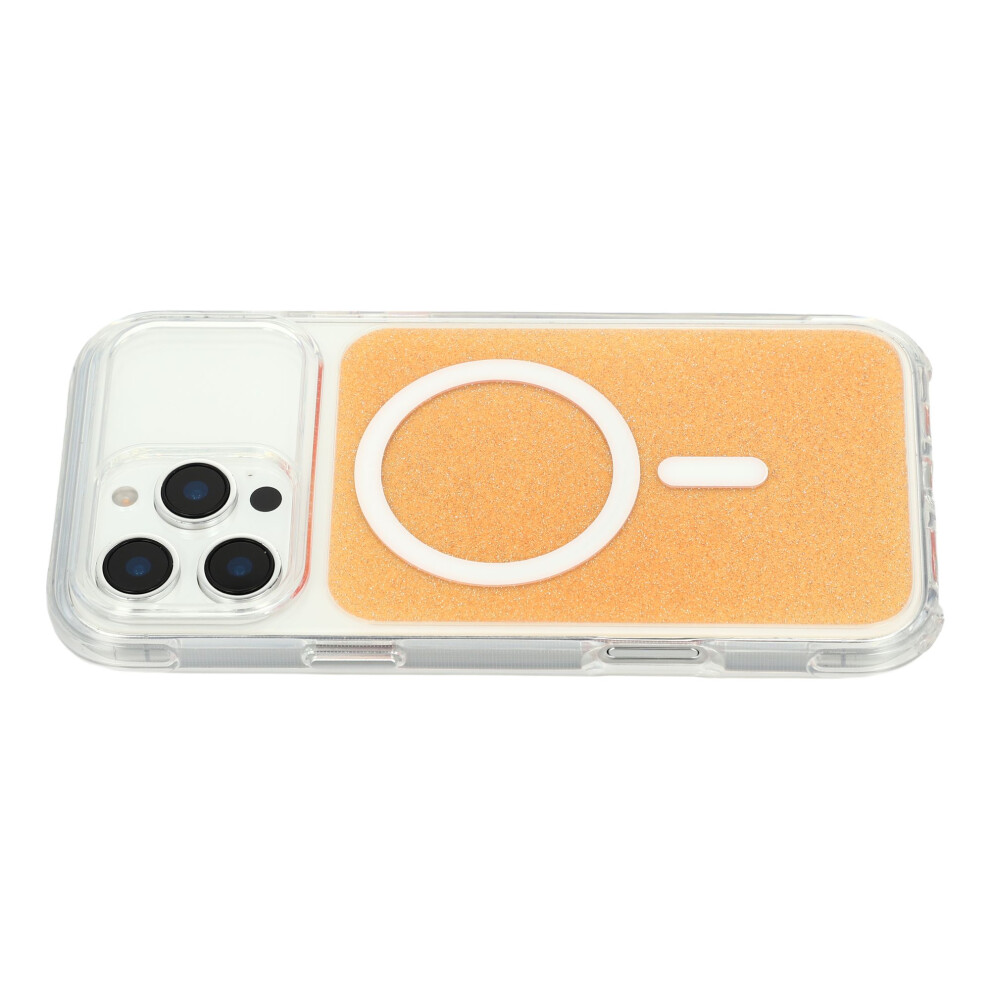(Orange) For Iphone 16 Pro Case Compatible With Magsafe Clear Glitter Shockproof Tpu Acrylic Phone Cover Orange 6914298947845